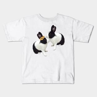 Dutch Rabbit Couple _ Forehead Kiss_ Bunniesmee Kids T-Shirt